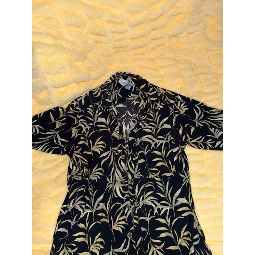 Reyn Spooner Hawaiian Shirt Men's Small Floral Camp Button Up Black Tan Aloha